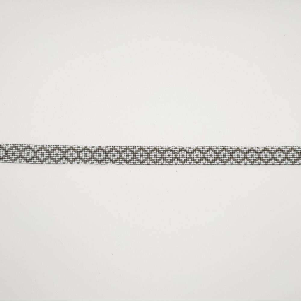 Loom Beaded Choker Necklace White w/ Gray - Picture 2 of 4